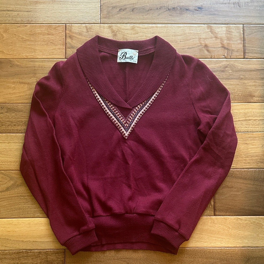Vtg 60s Butte pullover shawl neck sweater